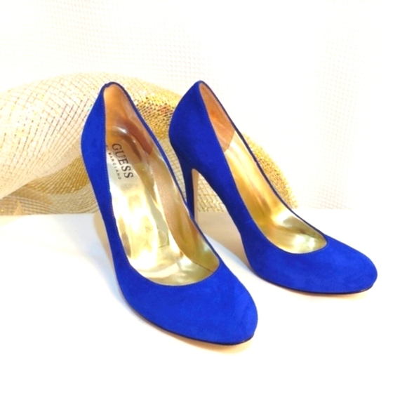 Guess by Marciano Heels Cobalt Blue Suede Shoes Leather True Blue Pumps … - Picture 8 of 13